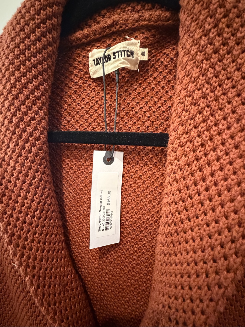 Taylor Stitch Men's Shawl Collar Cardigan In Rust — image 2 of 4